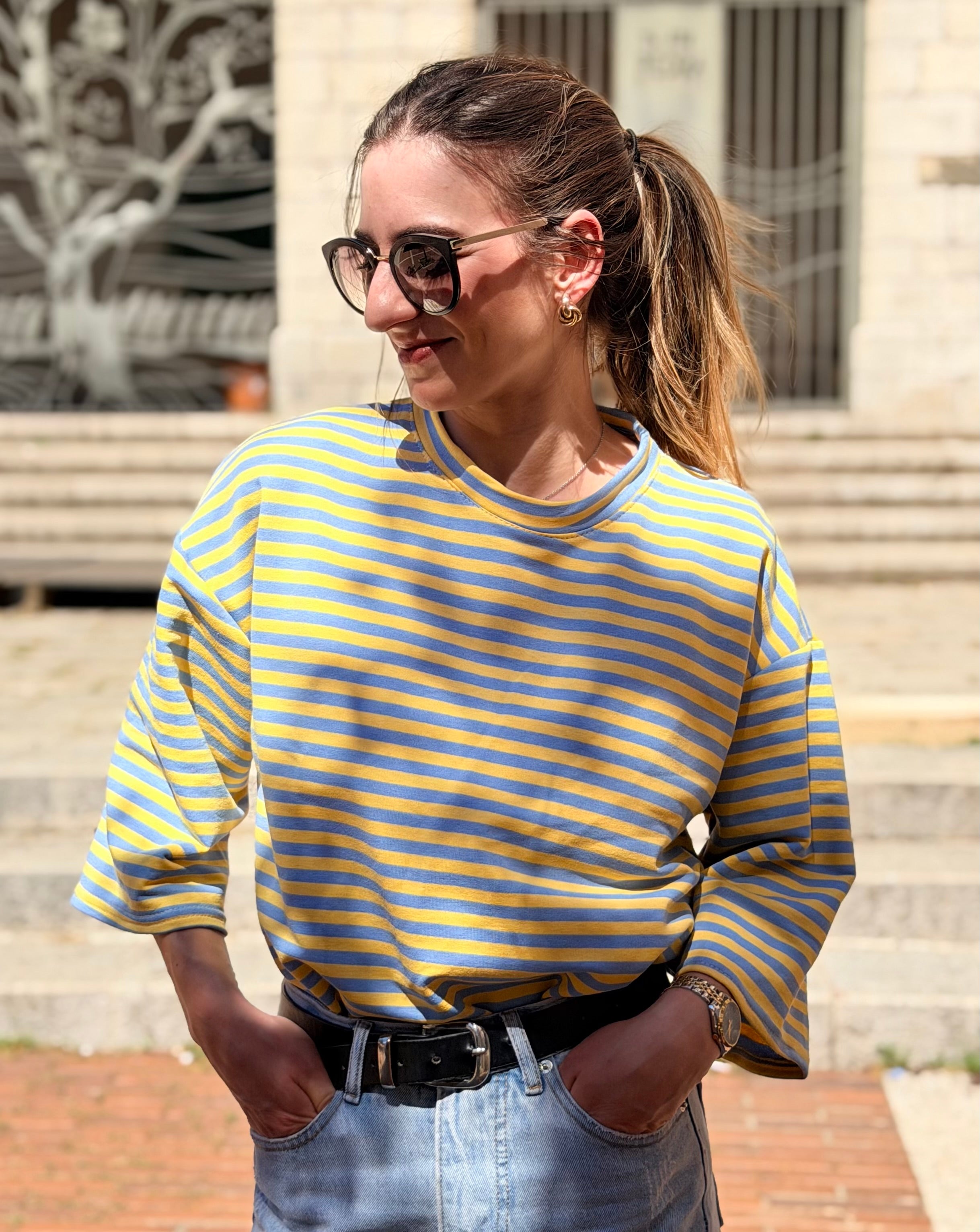 Sweat rayé Romy jaune