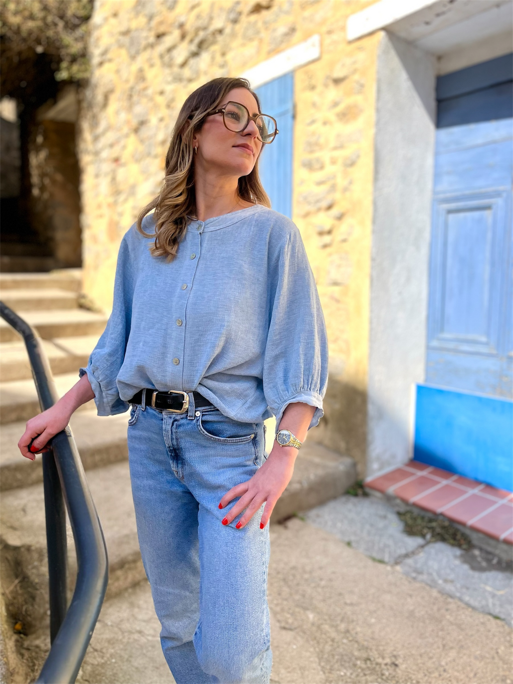 Blouse Julie bleu clair