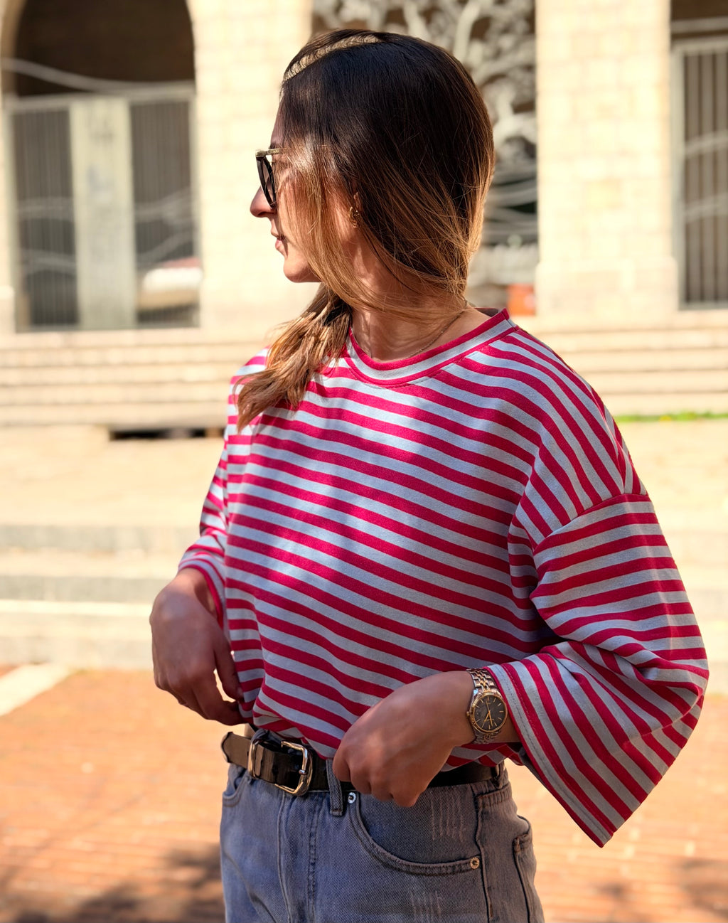 Sweat Rayé Romy rose