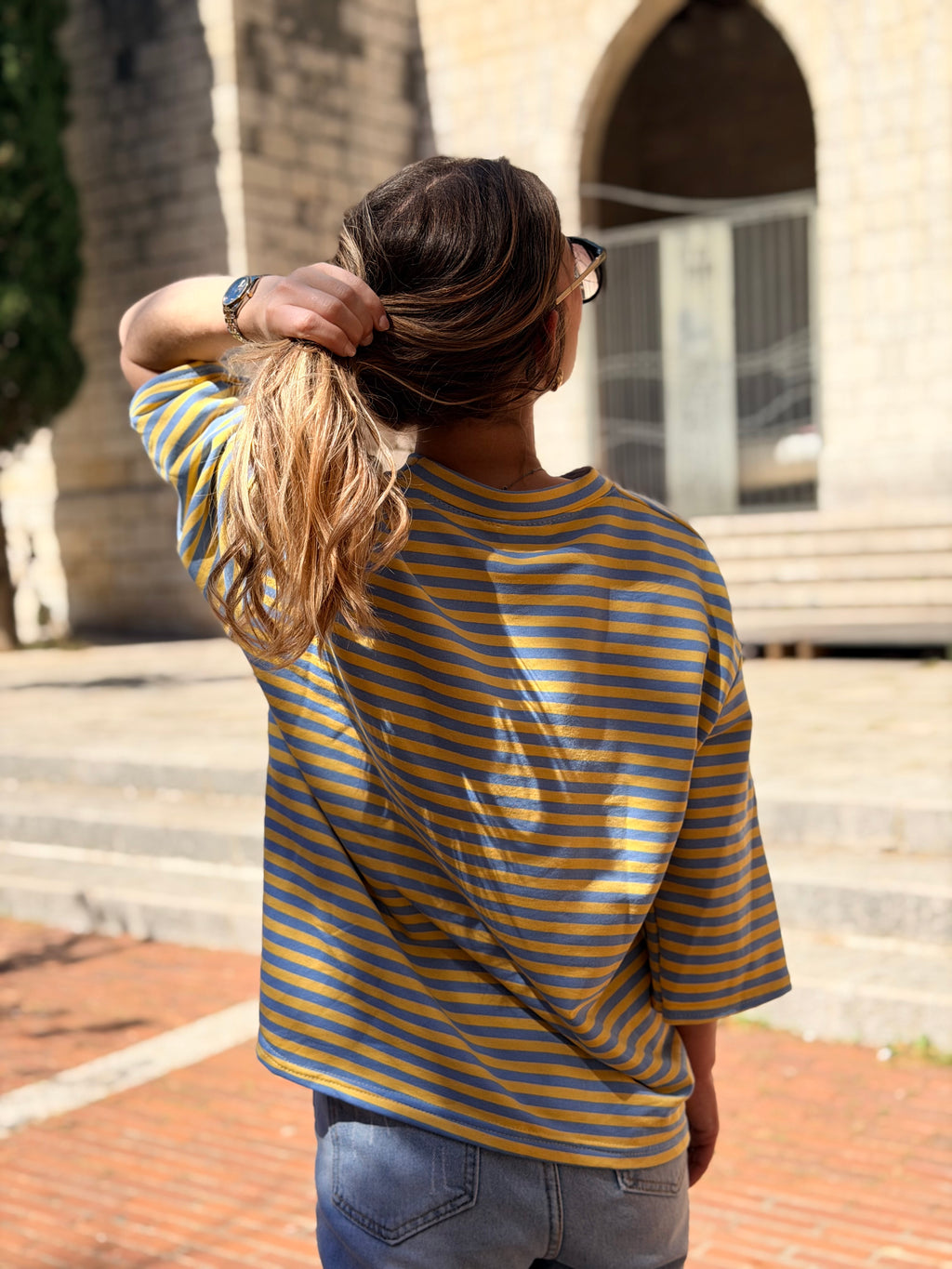 Sweat rayé Romy jaune