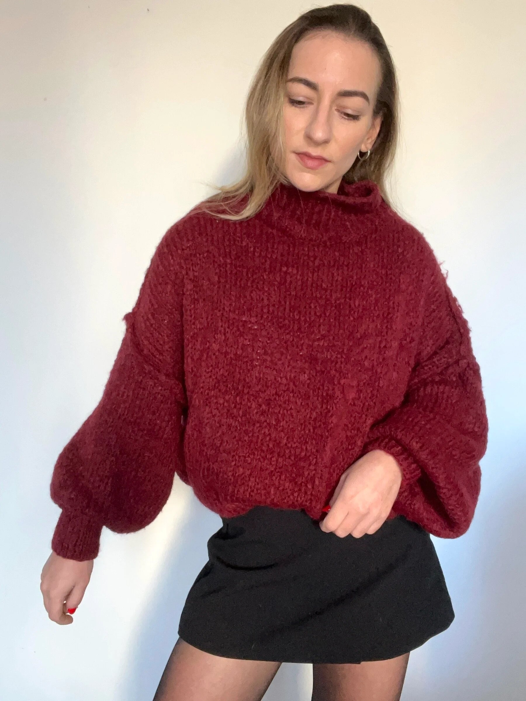 Pull Maille Cosy rouge foncé