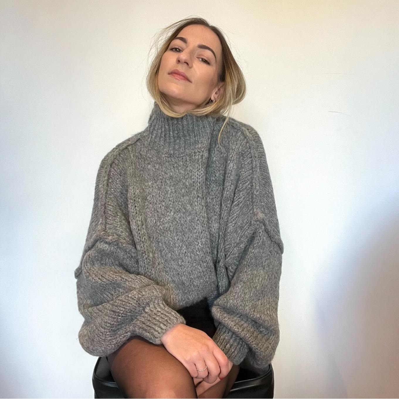 Pull Maille Cosy rouge gris