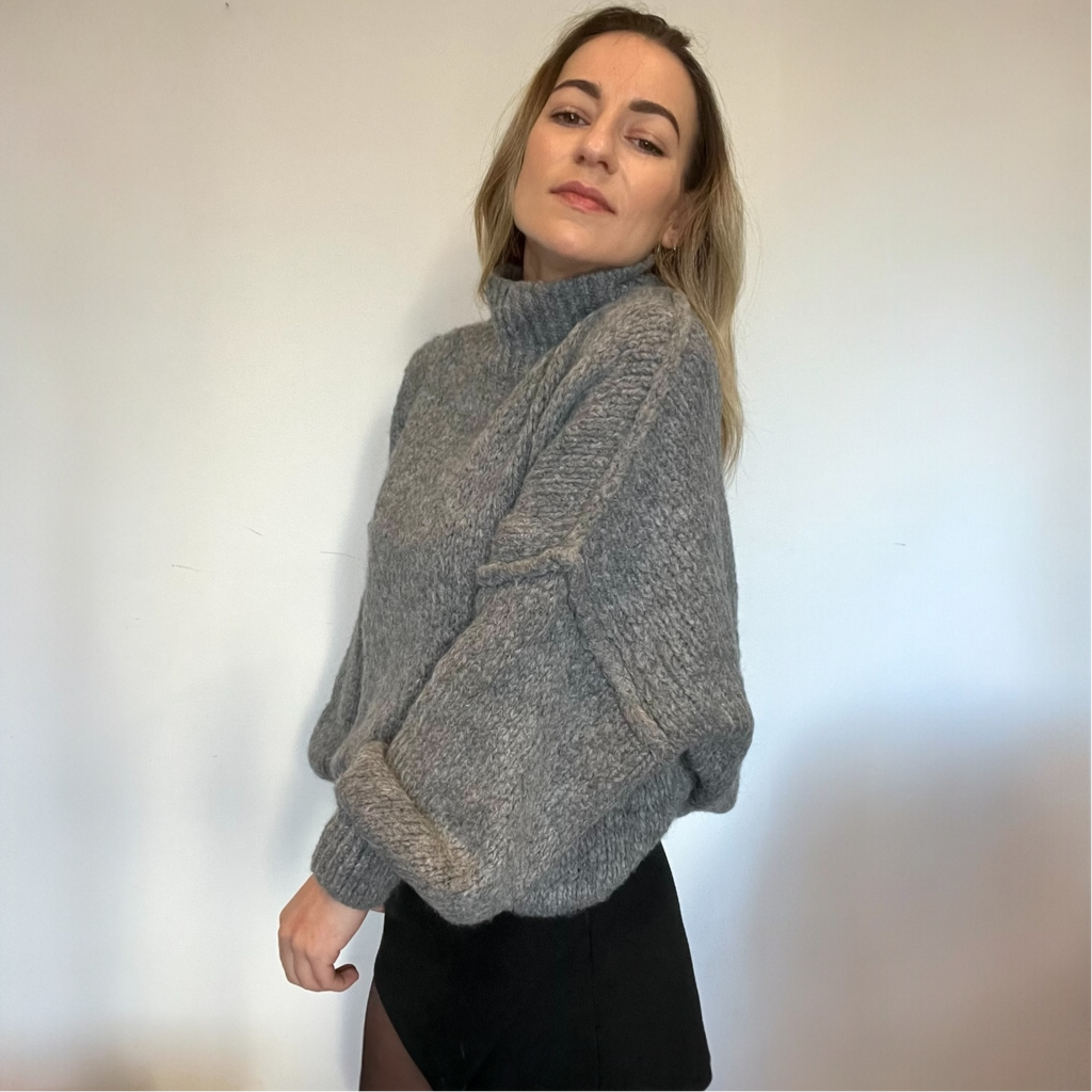 Pull Maille Cosy rouge gris